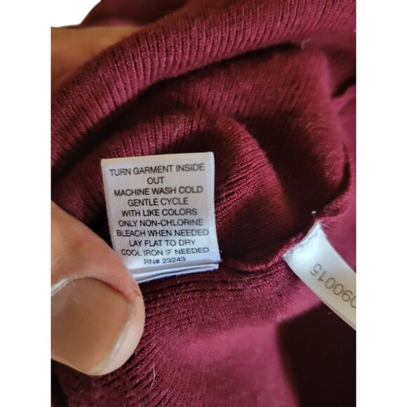 7th avenue Off-Shoulder Ribbed Knit Burgundy Sweater Tie-Cuff Long Sleeves sexy - Picture 9 of 9